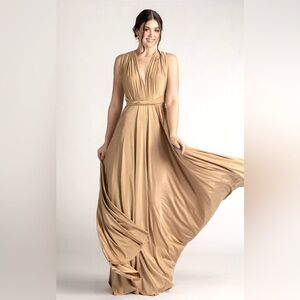 L'ATISTE by Amy Multiway Infinity Convertible Dress, Champagne Gold Size S